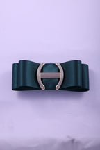 Grosgrain Bow & Curved Rhinestone Buckle Hair Clip