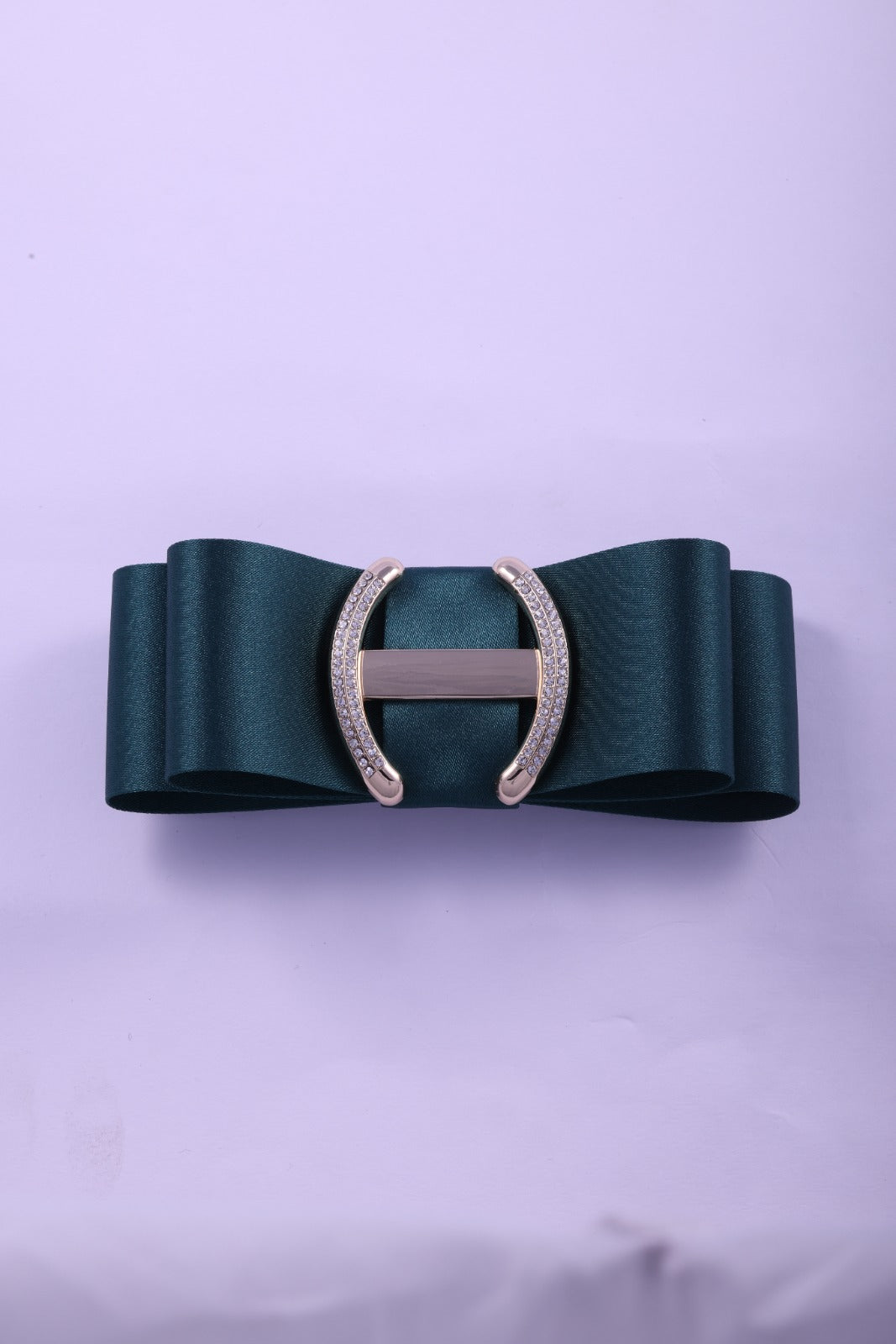Grosgrain Bow & Curved Rhinestone Buckle Hair Clip