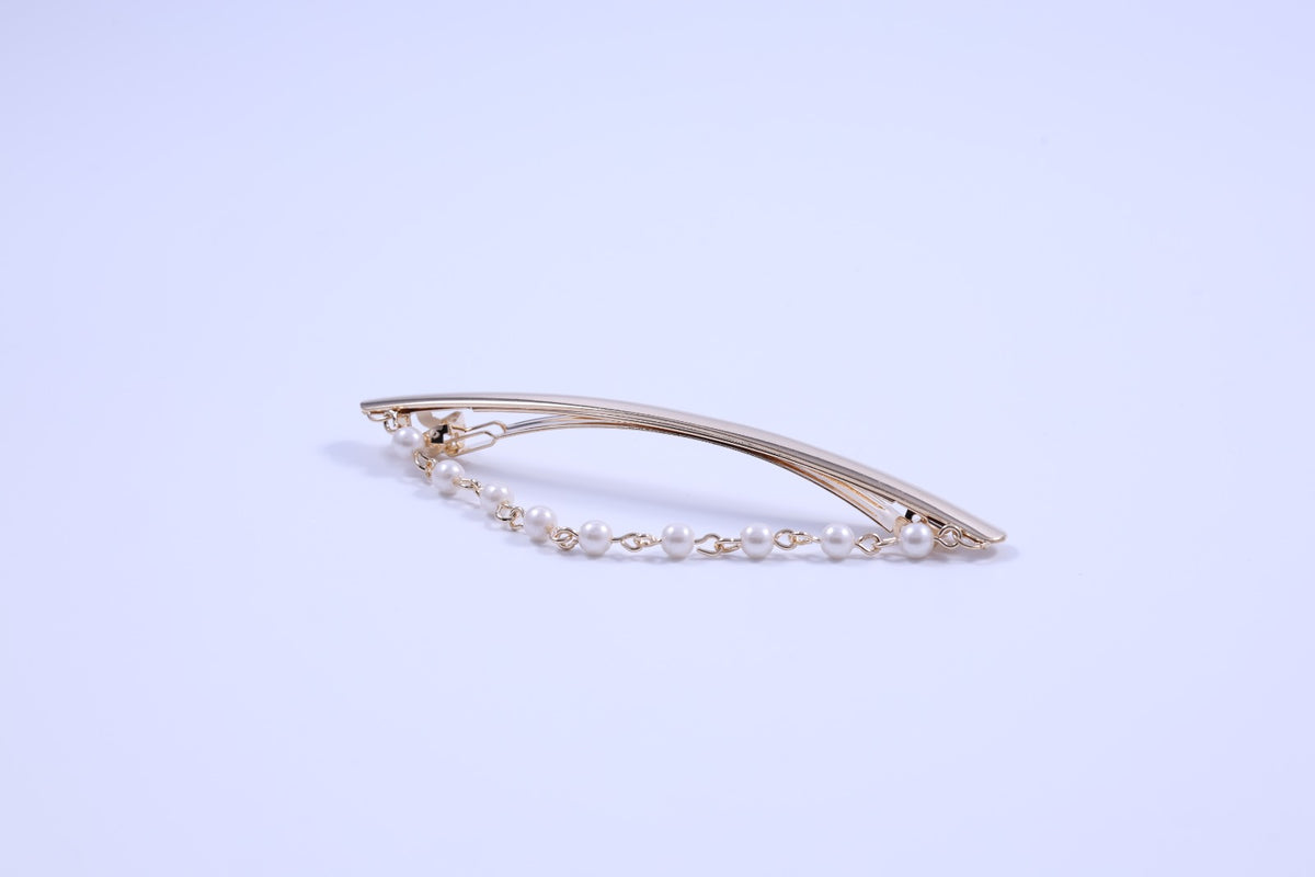 Arch Barrette with Draped Pearl Chain