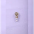 Tweed Fabric Button & Metallic Charm Hair Clip | Vybe Global Store - Image 3