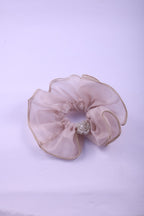 Sheer Organza Rhinestone Flower Scrunchie