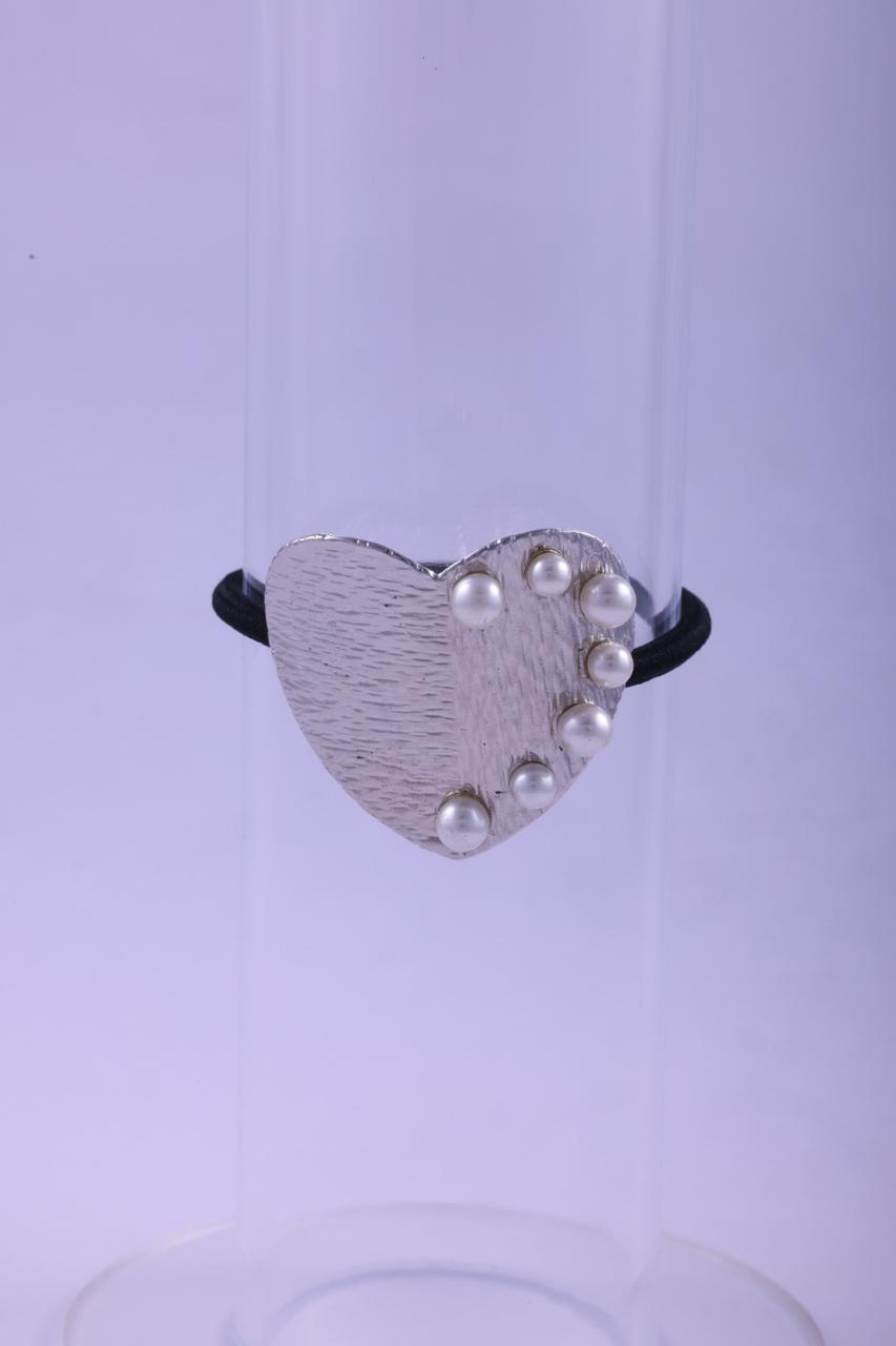 Textured Gold & Faux Pearl Elastic Hair Tie