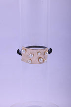 Textured Gold & Faux Pearl Elastic Hair Tie