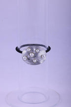 Textured Gold & Faux Pearl Elastic Hair Tie