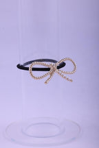 Textured Gold & Faux Pearl Elastic Hair Tie