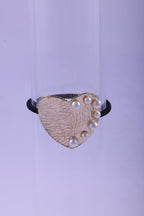 Textured Gold & Faux Pearl Elastic Hair Tie