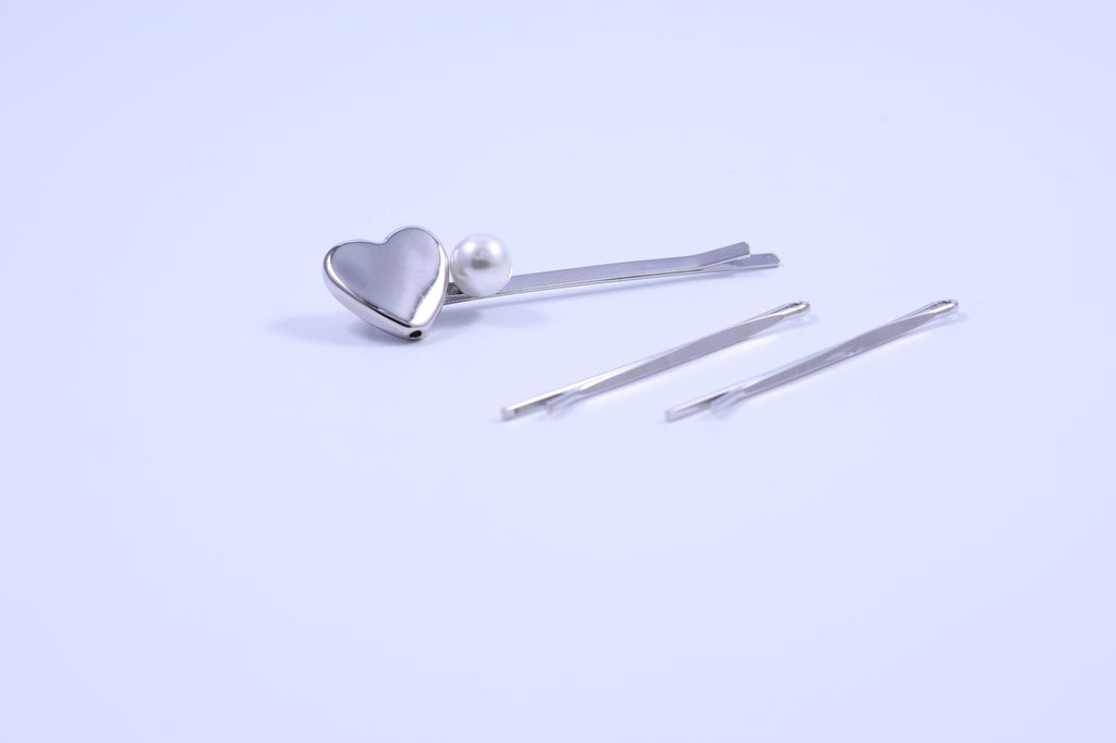 Heart & Pearl Bobby Pin Trio Set