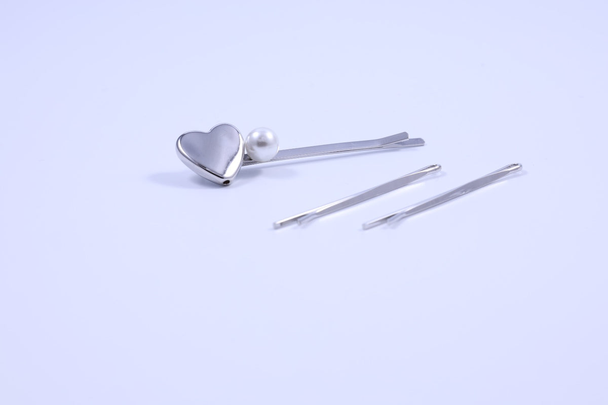 Heart & Pearl Bobby Pin Trio Set