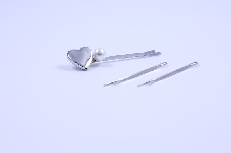Heart & Pearl Bobby Pin Trio Set