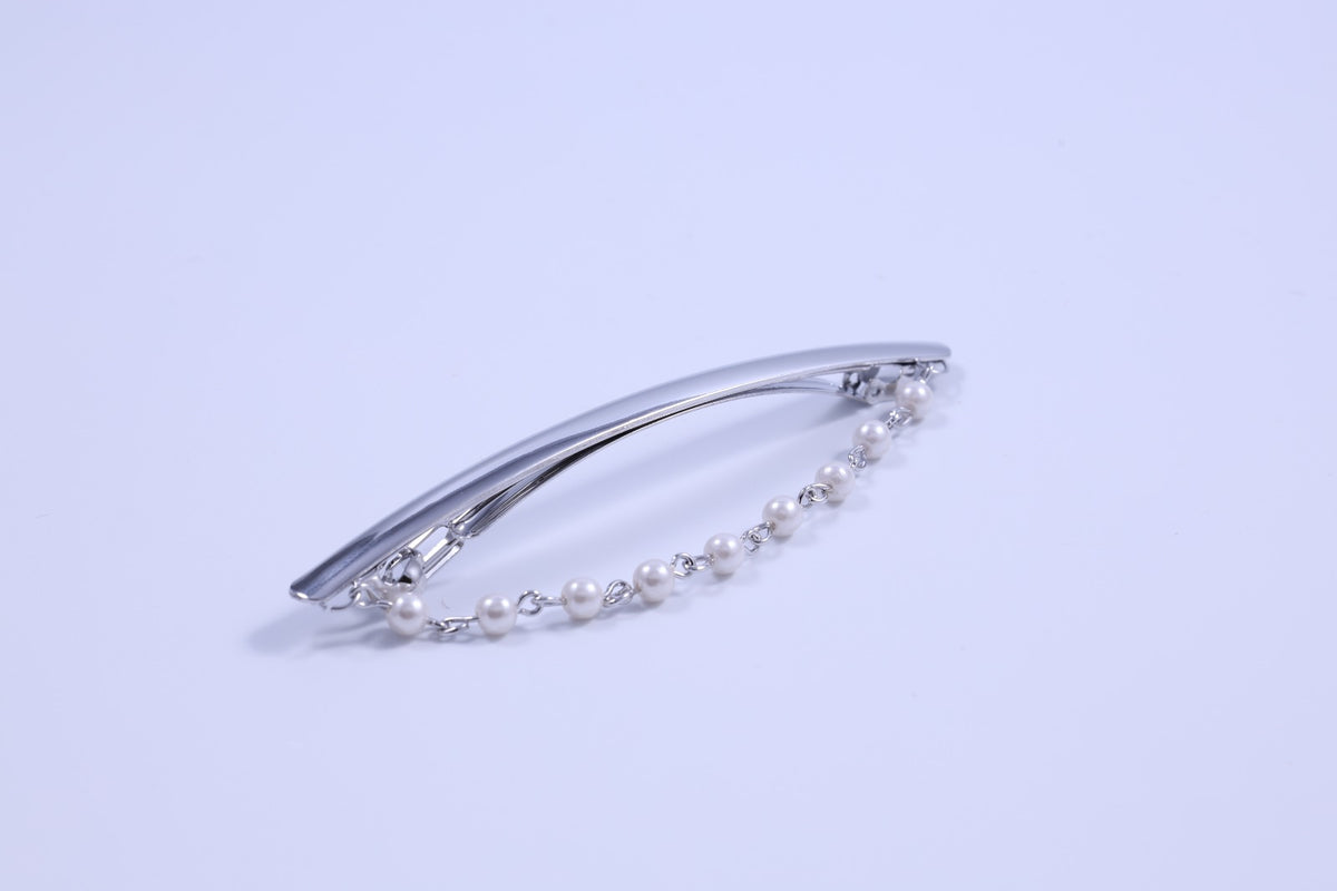 Arch Barrette with Draped Pearl Chain