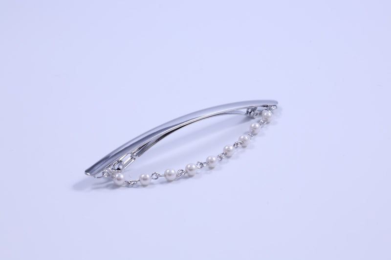 Arch Barrette with Draped Pearl Chain