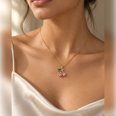 Crystal Cherry Pendant Necklace