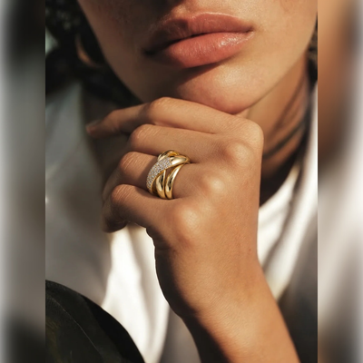 Crossed Band Statement Ring