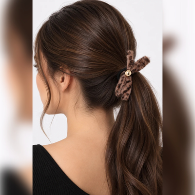 Leopard Print Bow Hair Tie