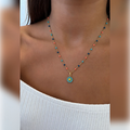 Gold Enamel Turquoise Daisy Bead Necklace | Vybe Global Store