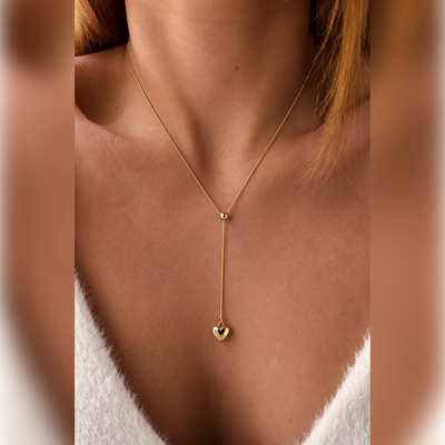 Sliding Heart Lariat Necklace