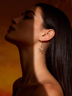 Wire Flower Pearl Drop Earrings