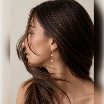 Linear Pearl Bar Drop Earrings