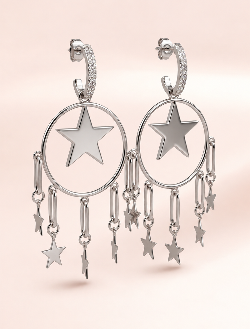 Star Struck Dangle Hoop Earrings