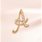 Pearl Initial "A" Brooch | Vybe Global Store - Image 2