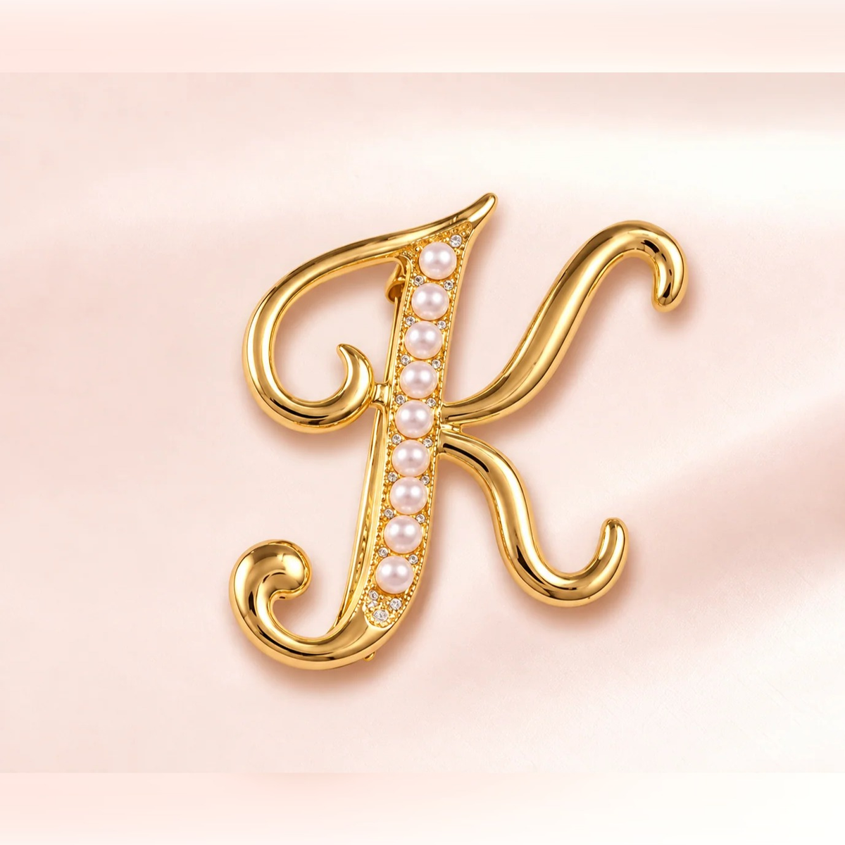 Pearl Initial "K" Brooch | Vybe Global Store - Image 2