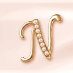 Pearl Initial "N" Brooch | Vybe Global Store - Image 3