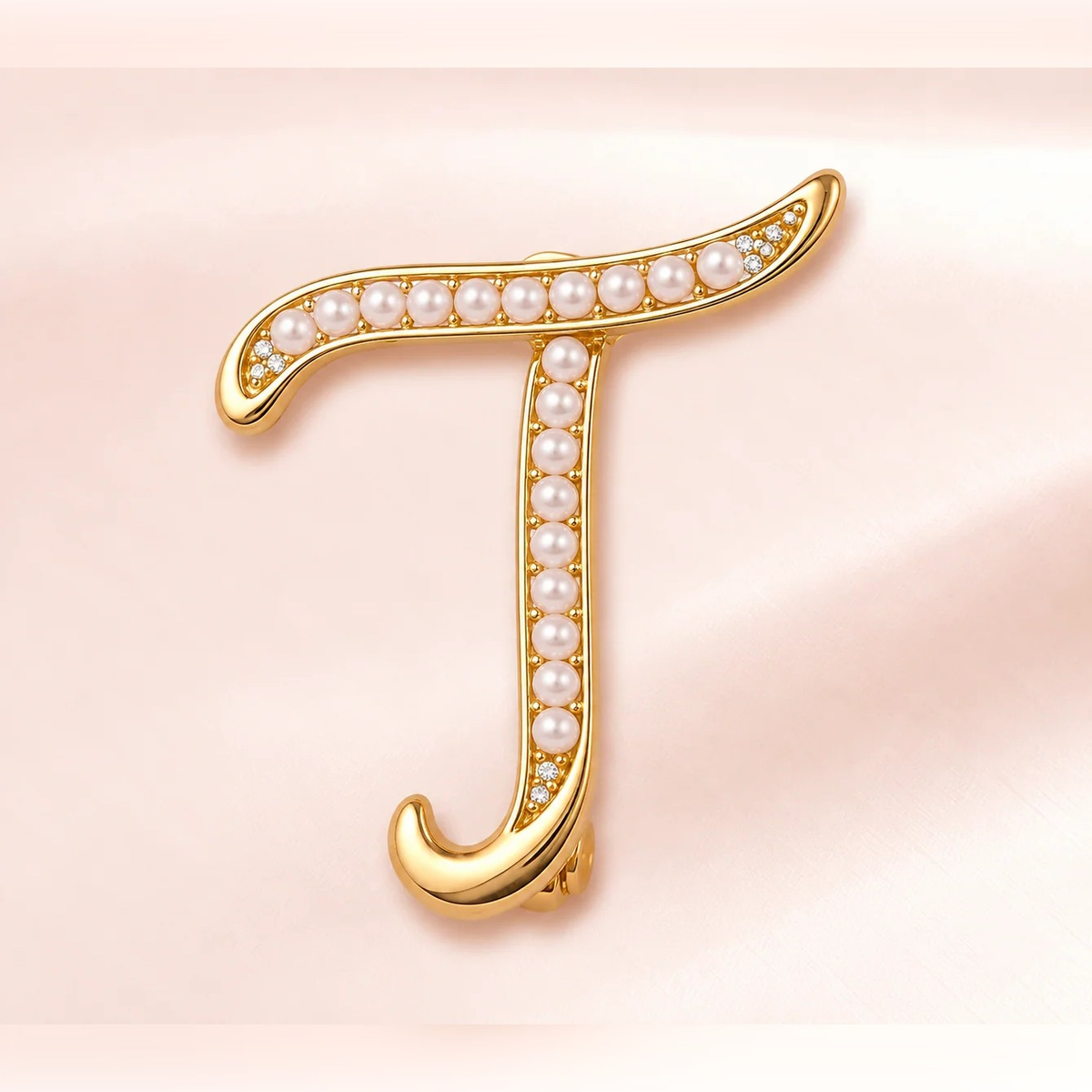 Pearl Initial "T" Brooch | Vybe Global Store - Image 3