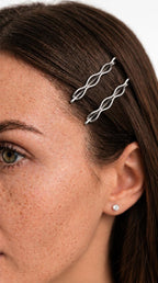 Minimalist Braided Twist Metallic Bobby Pins Set 2