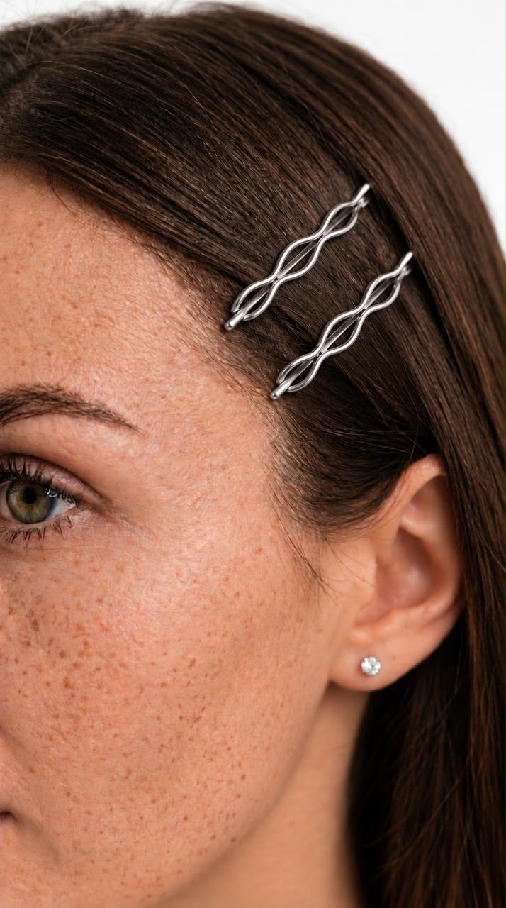 Minimalist Braided Twist Metallic Bobby Pins Set 2