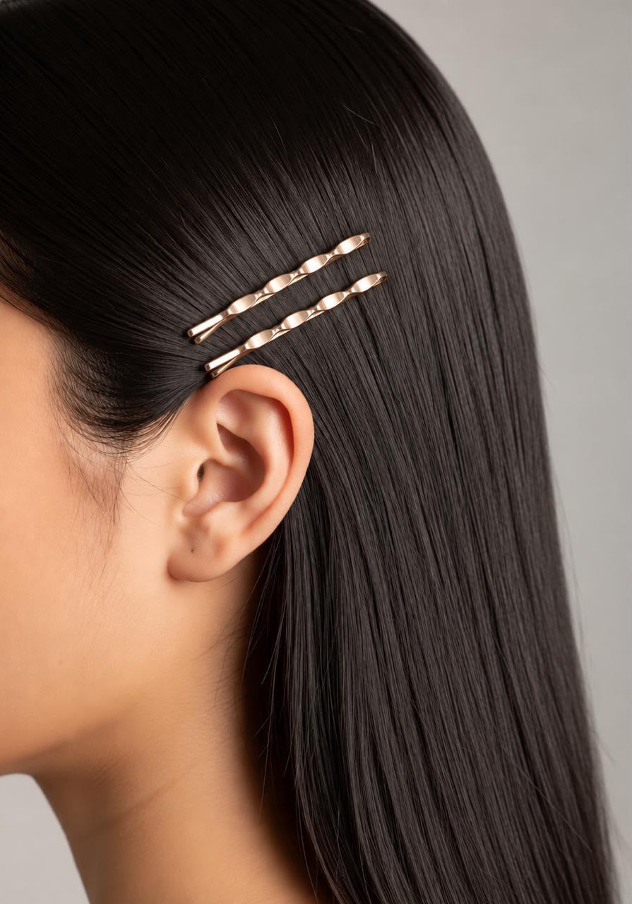 Minimalist Braided Twist Metallic Bobby Pins Set 2