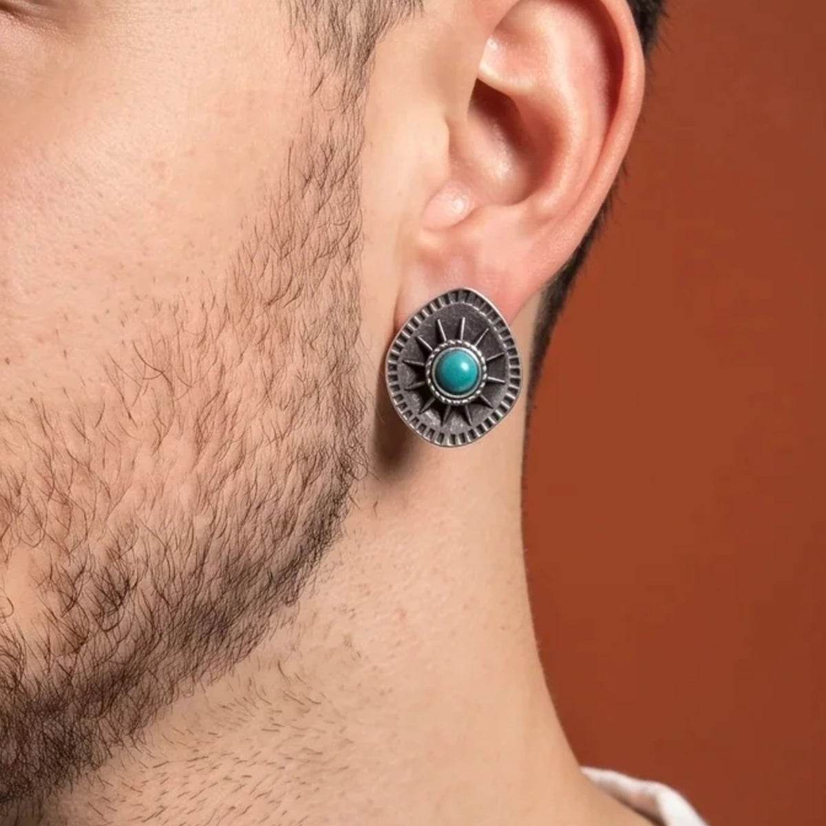 Turquoise Sunburst Concho Earrings | Vybe Global Store
