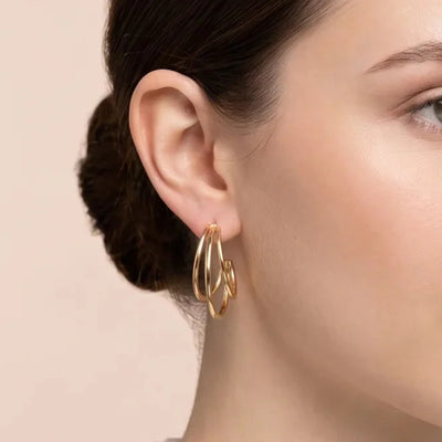 Gold Layered Wire Hoop Earrings