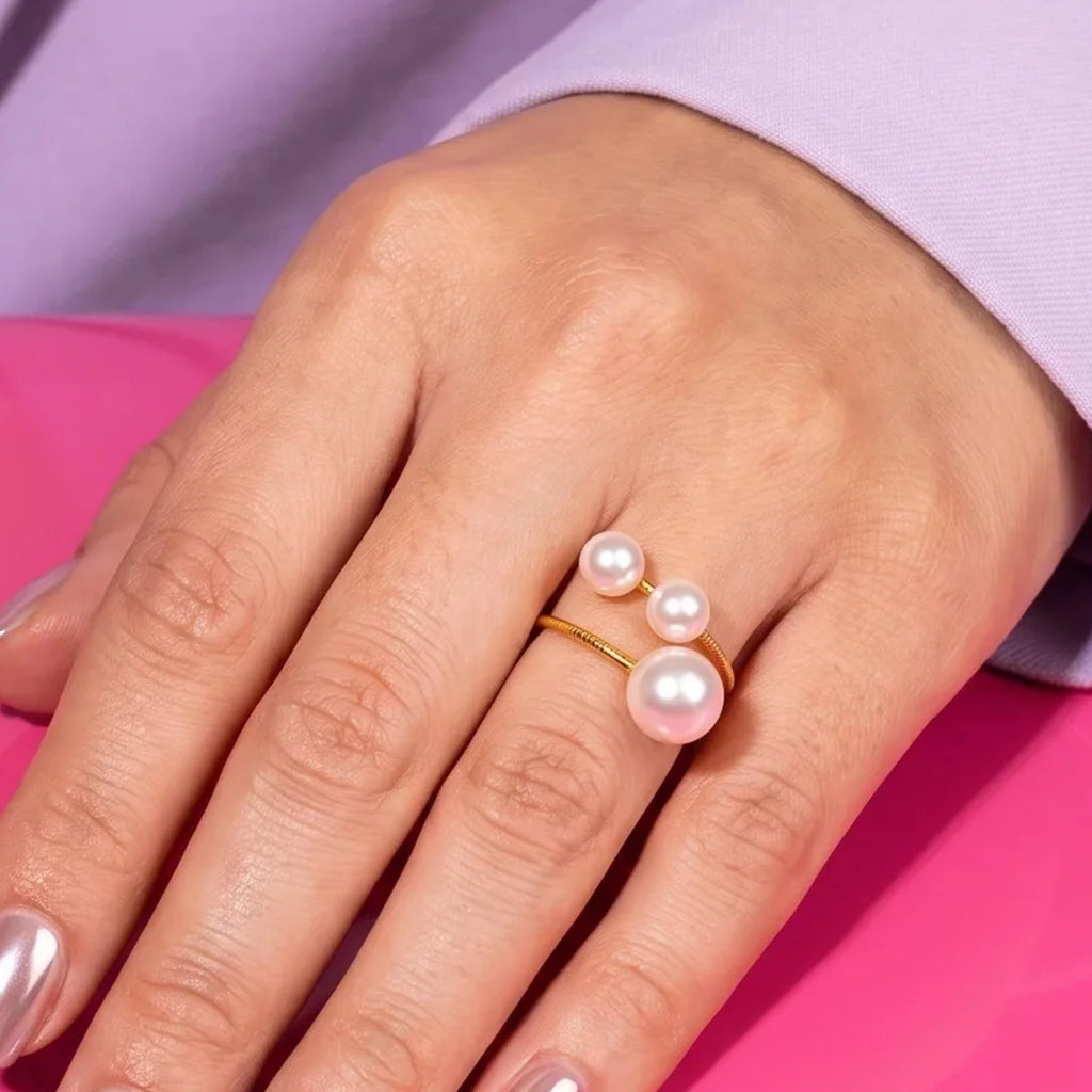 Triple Pearl Open Ring | Vybe Global Store