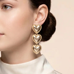 Triple Heart Drop Earrings