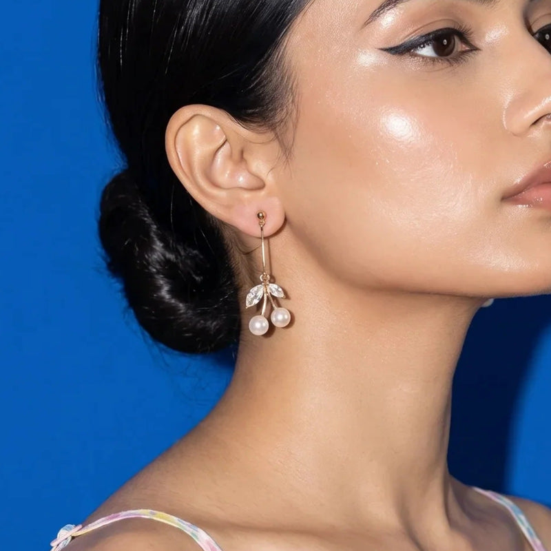 Pearl Cherry Drop Earrings | Vybe Global Store