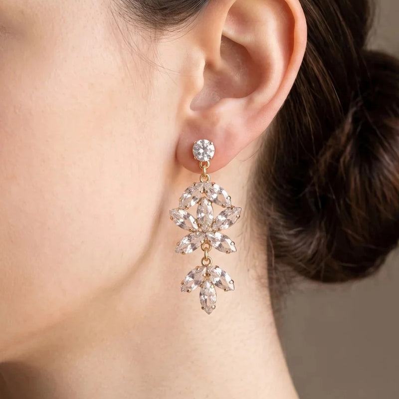 Crystal Blossom Chandelier Earrings | Vybe Global Store