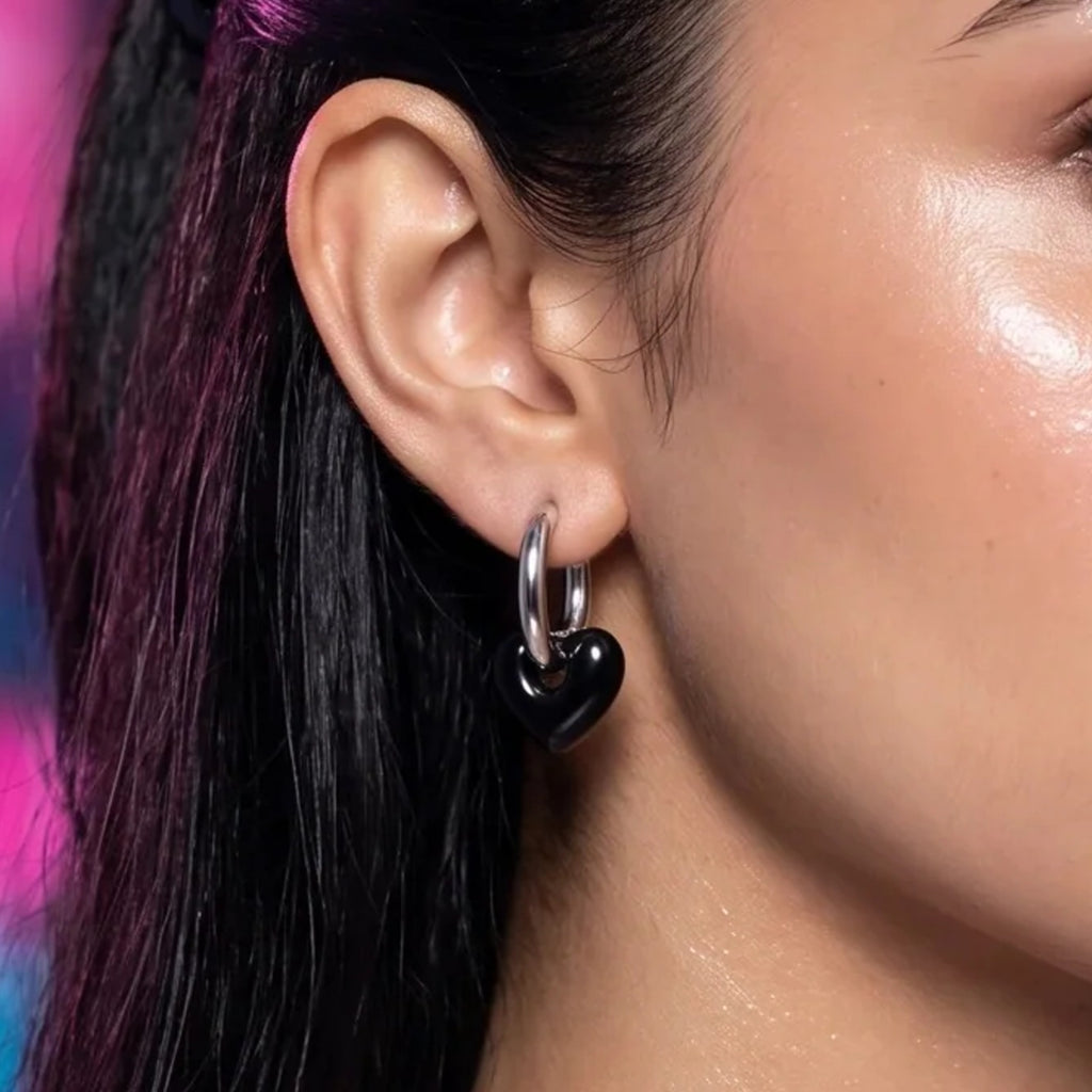 Heart Charm Hoop Earrings | Vybe Global Store