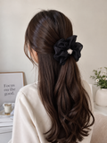 Sheer Organza Rhinestone Flower Scrunchie