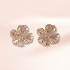 Silver Clover Flower Stud Earrings