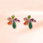Rainbow Petal Enamel Earrings