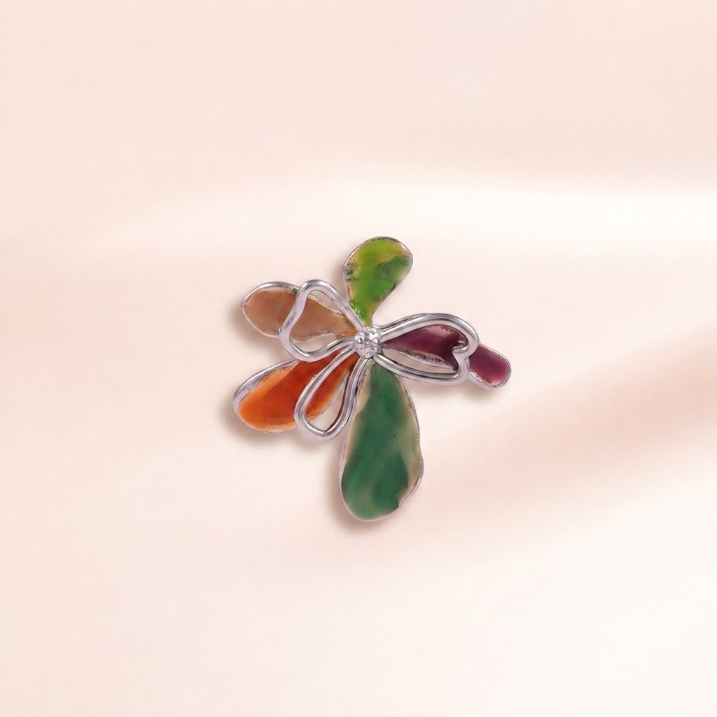 Rainbow Petal Enamel Earrings