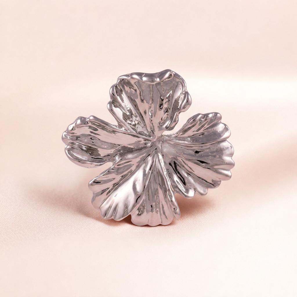 Silver Clover Flower Stud Earrings