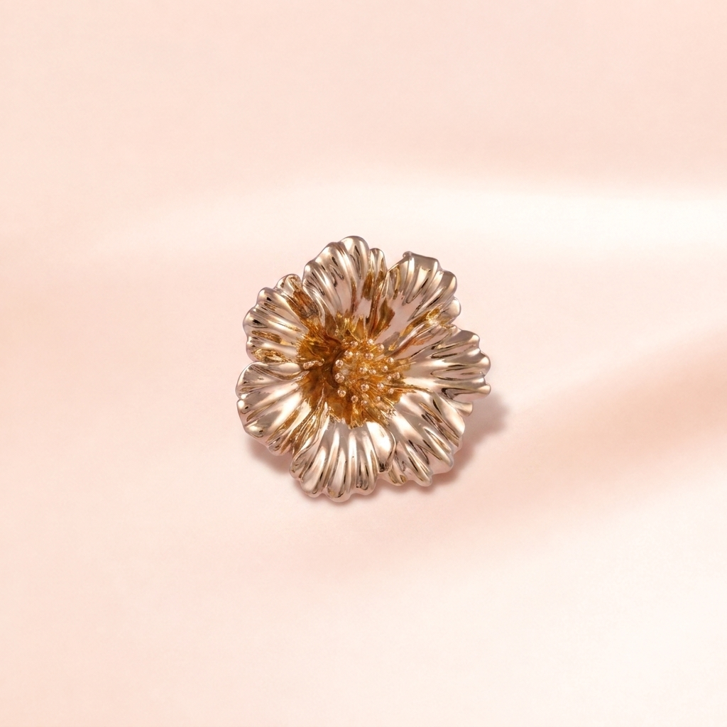 Gold Marigold Flower Stud Earrings