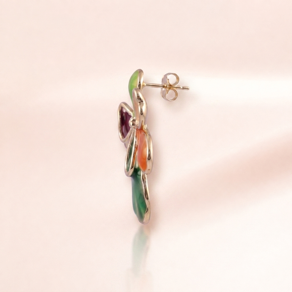 Rainbow Petal Enamel Earrings