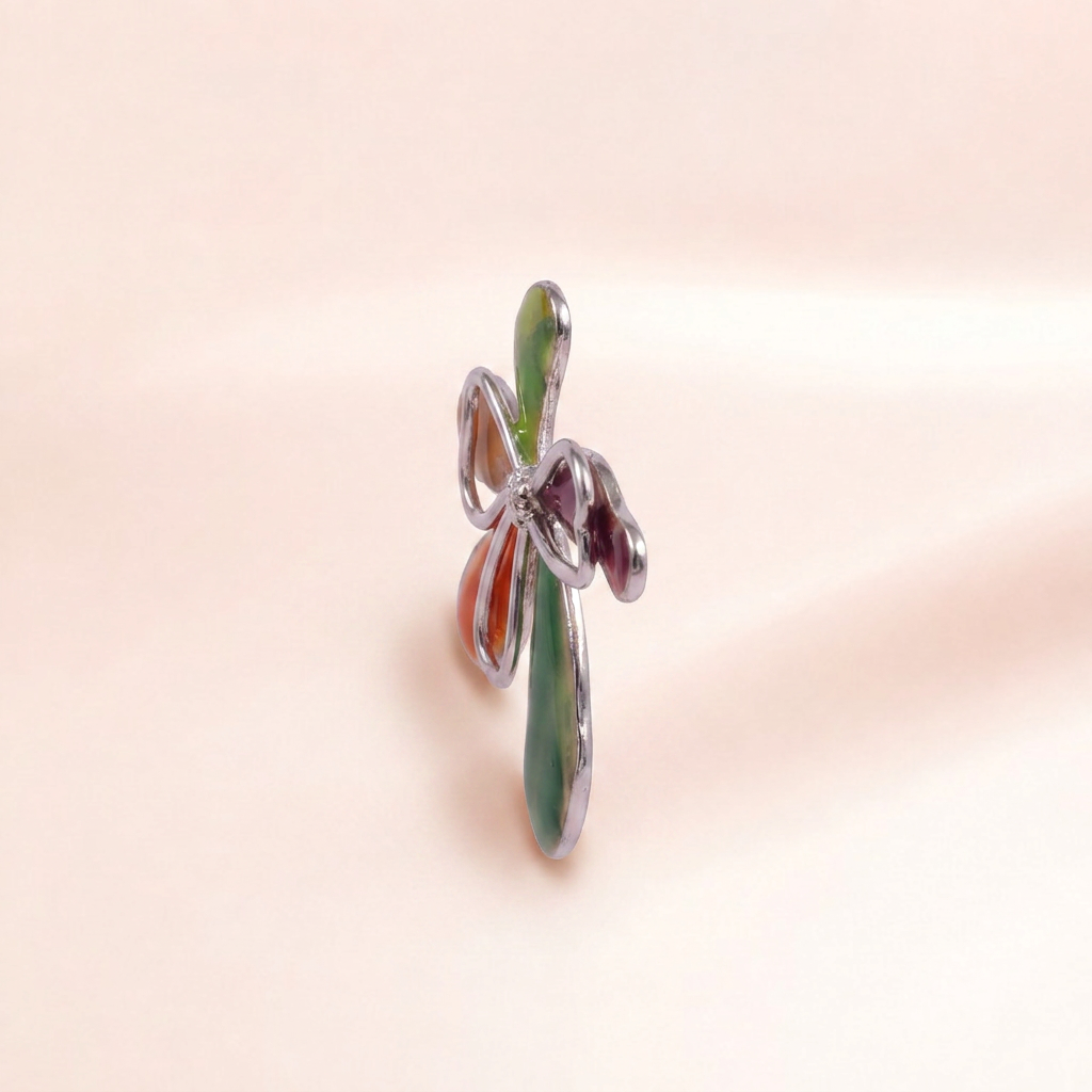 Rainbow Petal Enamel Earrings