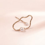Freeform Wire Double Pearl Ring