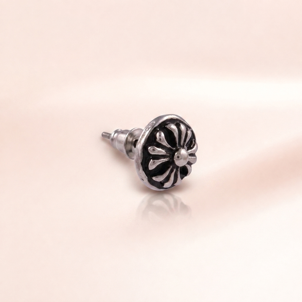 Vintage Floral Cross Studs
