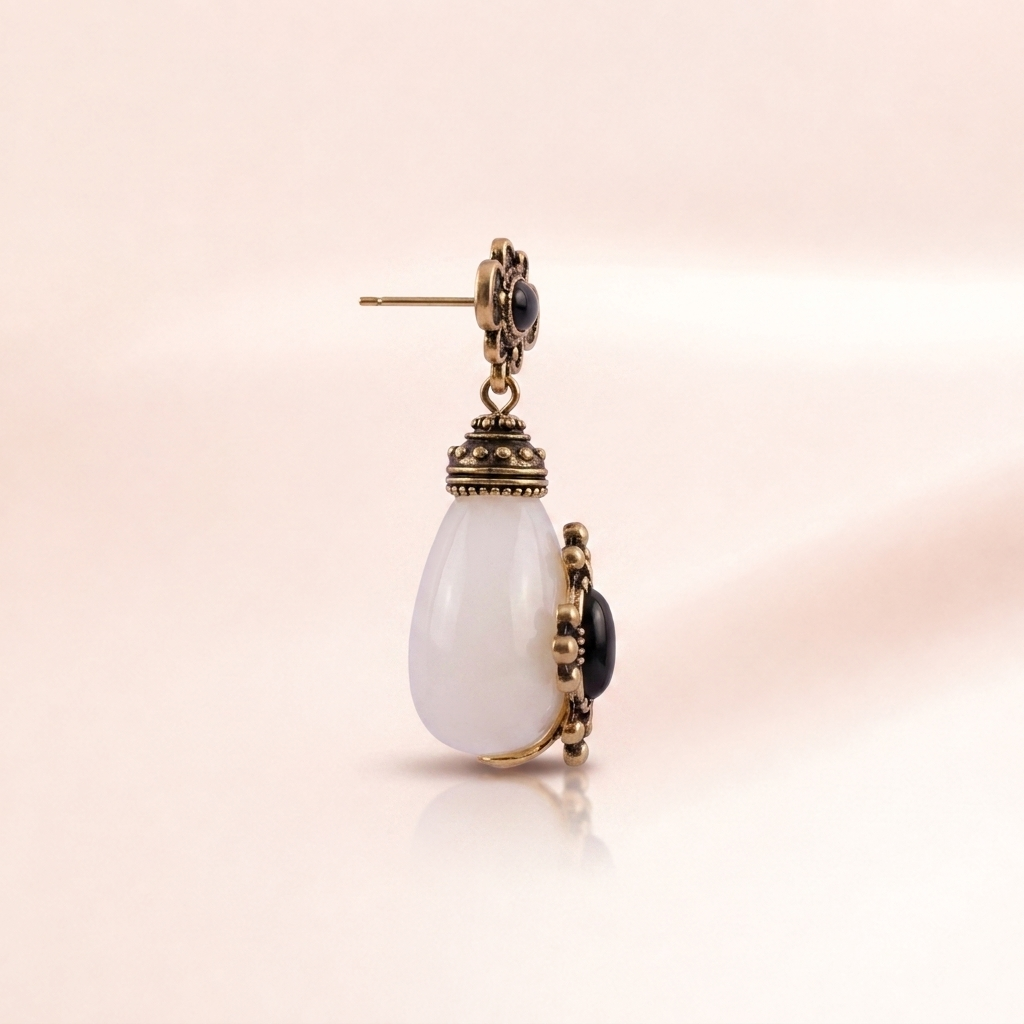 Antique Onyx Drop Earrings
