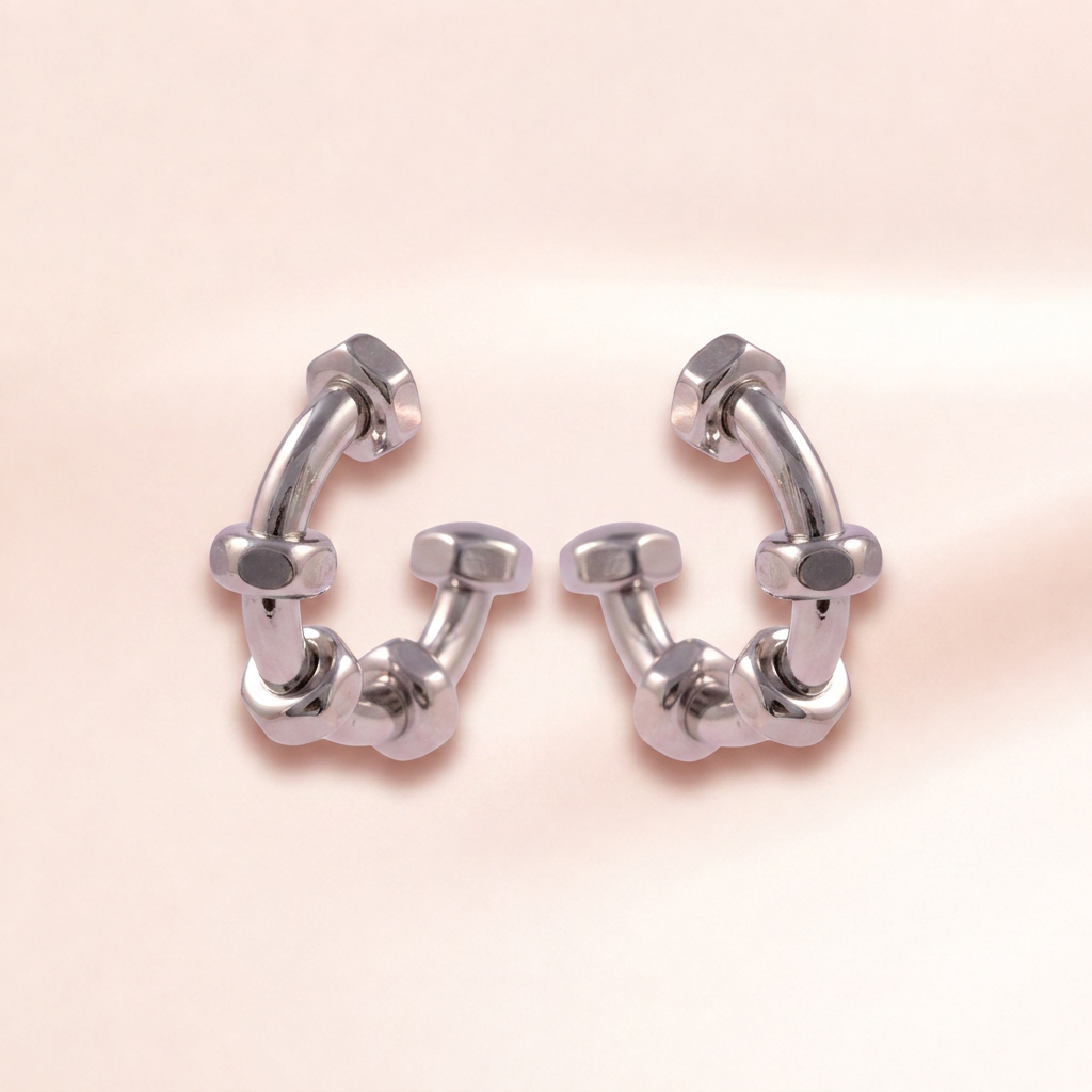 Bolt Link Hoop Earrings