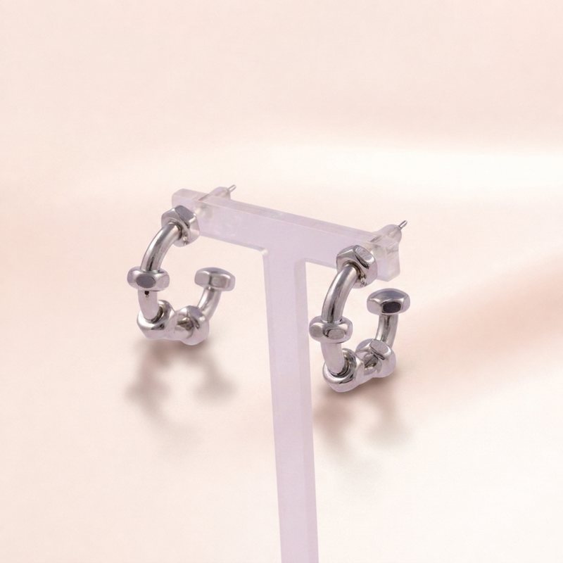 Bolt Link Hoop Earrings